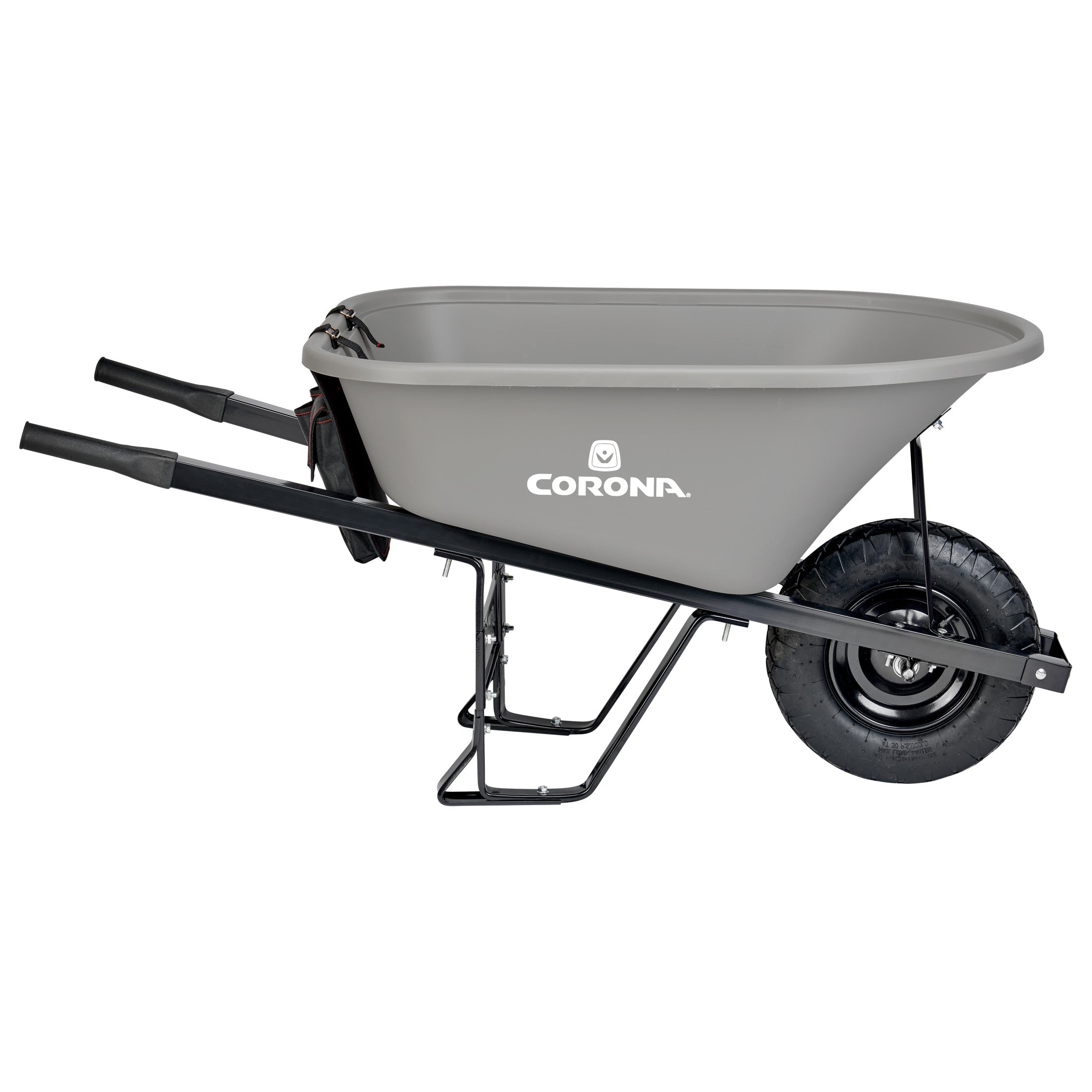 6 Cu. Ft. Poly Wheelbarrow, Steel Handles, Pneumatic Tire