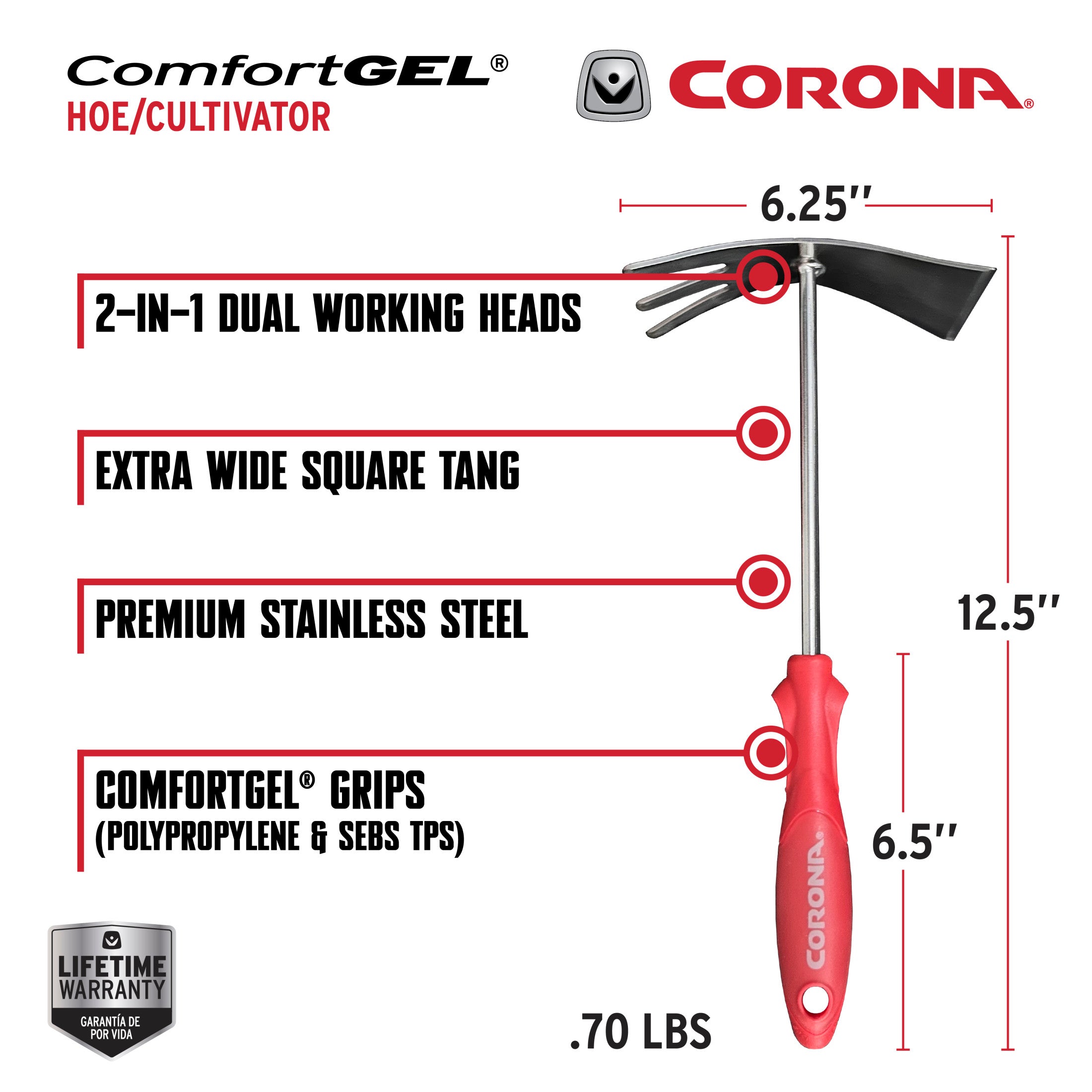 ComfortGEL® Hoe/Cultivator Premium Stainless Steel | Corona