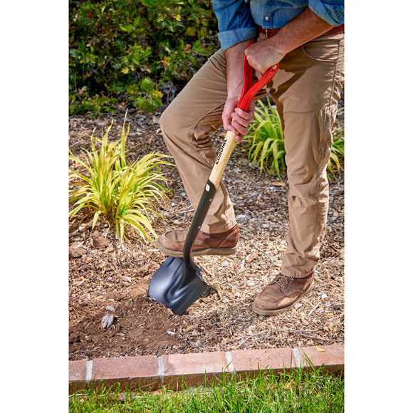 Boron Steel 14-Gauge Round Point Shovel, D Grip Hardwood Handle