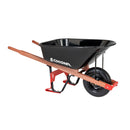 6 Cu. Ft. Professional Steel Wheelbarrow, Wood Handles, Flat-Free Tire-2