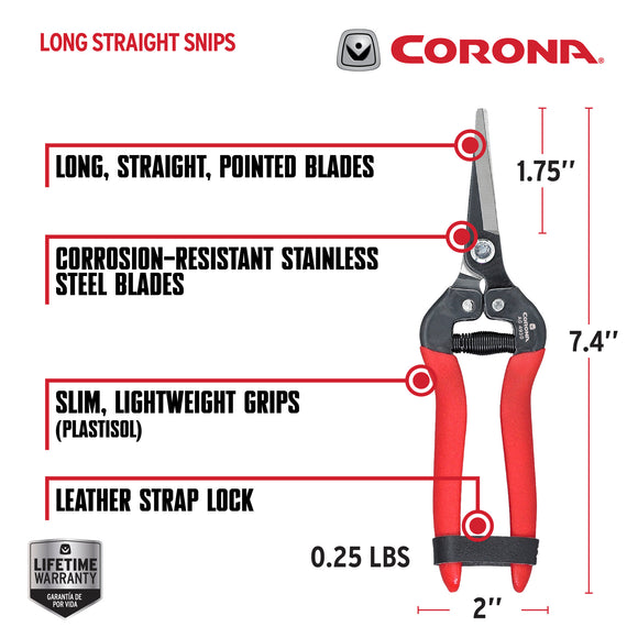 Long Straight Snips, 1-3/4 in. Blades