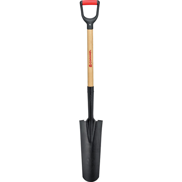 Drain Spade Shovel, 15-Gauge, 30 in. Wood D-Grip Handle