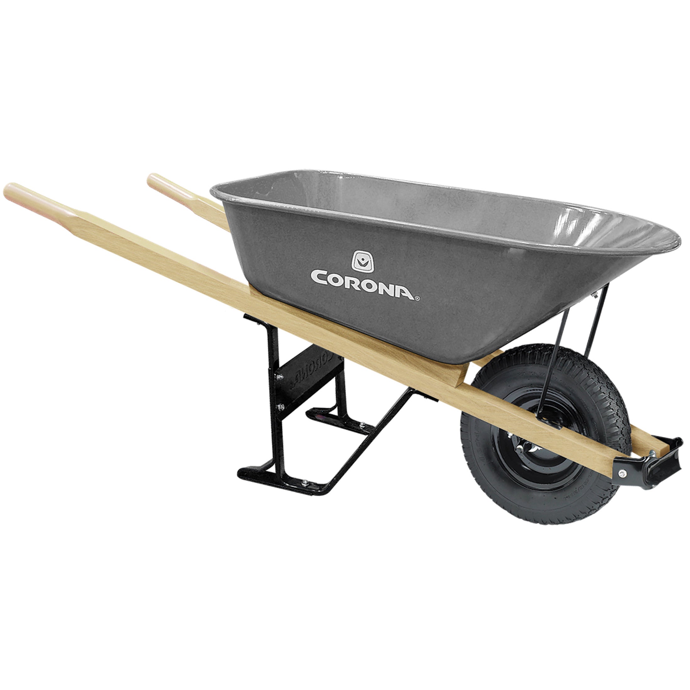 6 cu. ft. Heavy-Duty Contractor Wheelbarrow, Wood Handles, Flat-Free Tire