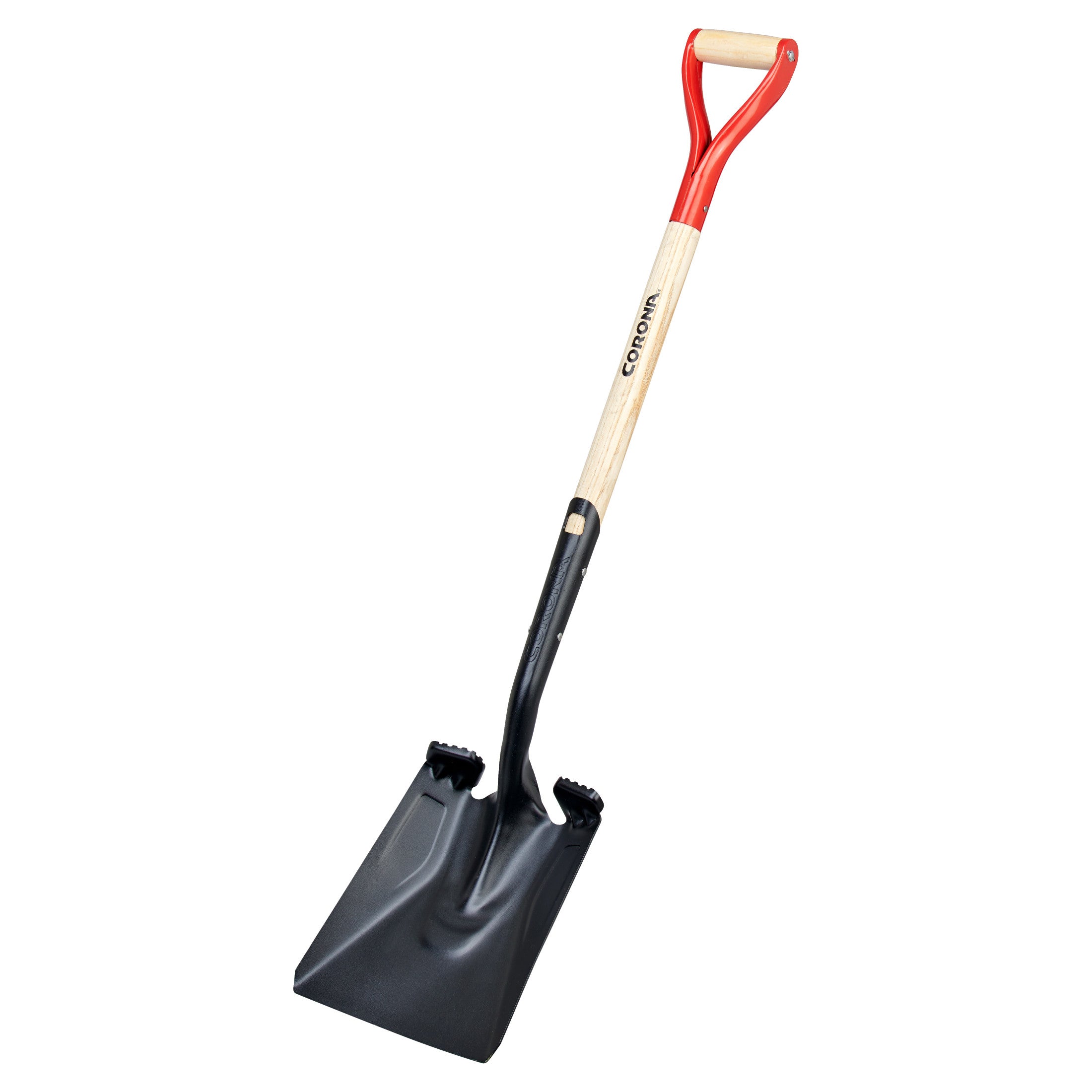 Boron Steel 14-Gauge Square Point Shovel, D Grip Hardwood Handle