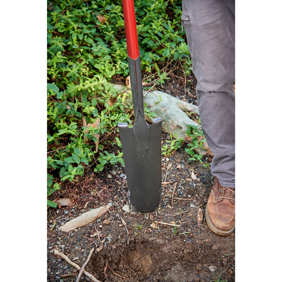 Closed-Back Drain Spade Shovel, 14-Gauge, 27 in. Solid-Core Fiberglass D-Grip Handle