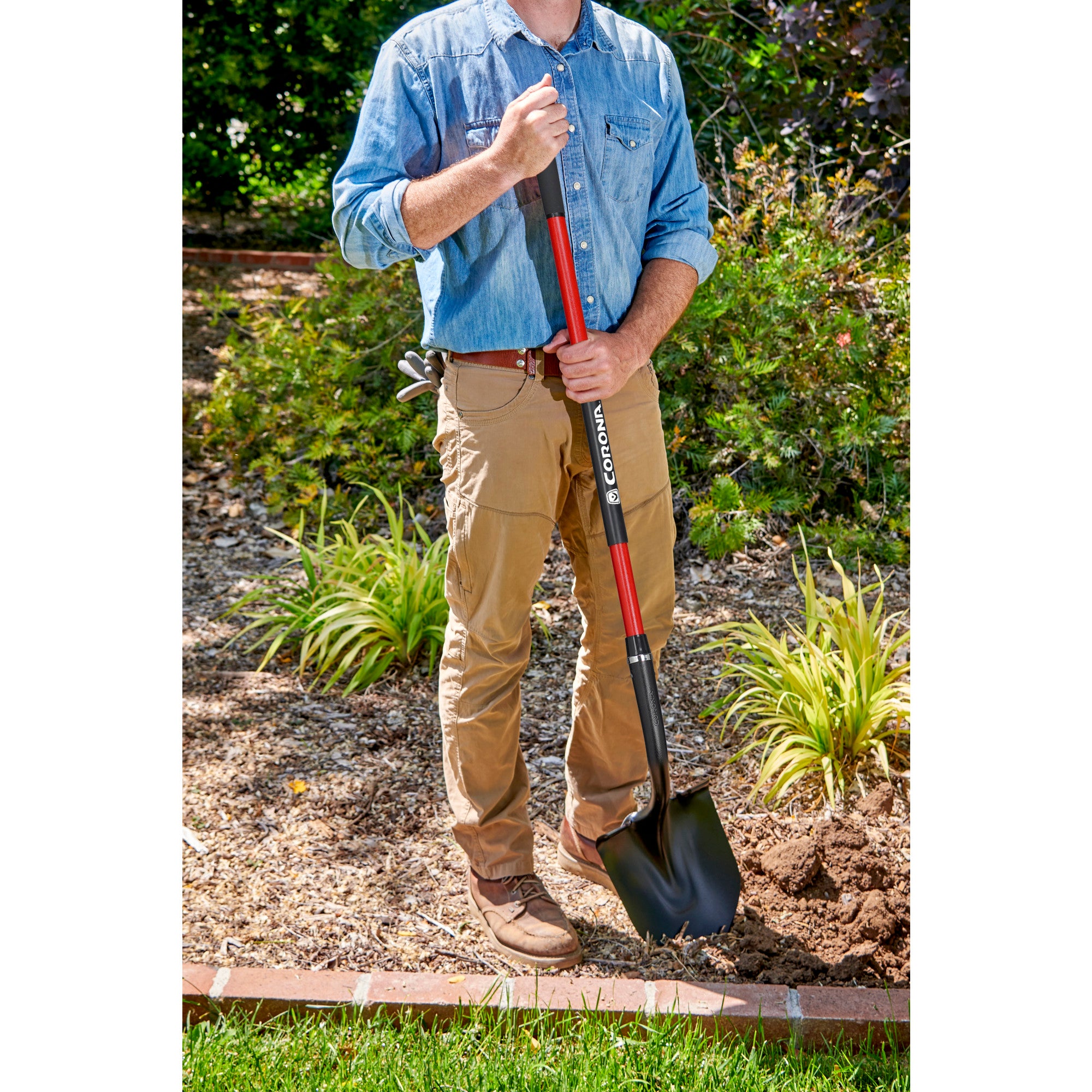 Round Point, 14-Gauge Shovel, 12 in. Head, 48 in. Fiberglass Handle