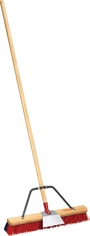 24 in. Push Broom with Scraper Blade, 2-Bristle Design, Bamboo Handle