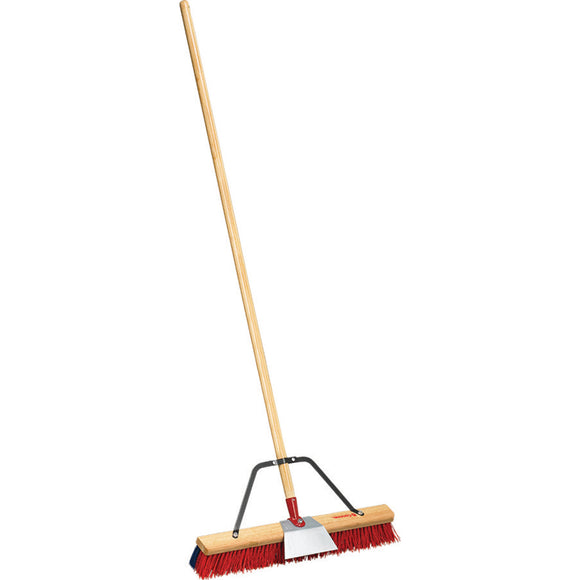 24 in. Push Broom with Scraper Blade, 2-Bristle Design, Bamboo Handle