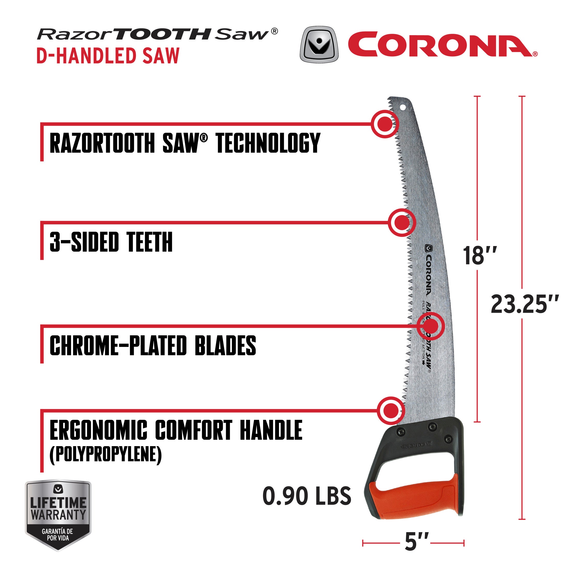Corona RazorTOOTH Pruning Saw - 18-Inch Curved Blade For Heavy-Duty Branch Cutting
