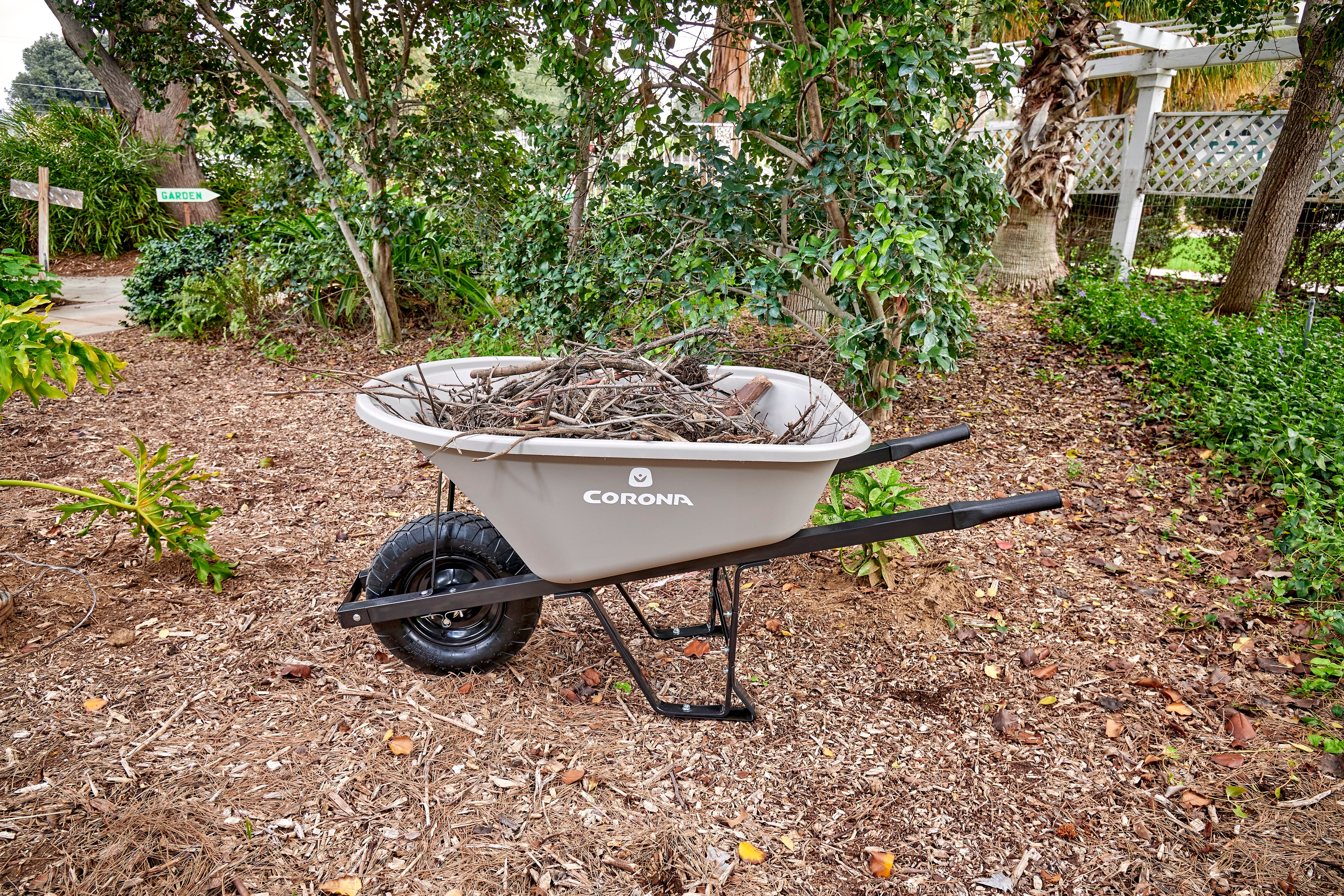 6 Cu. Ft. Poly Wheelbarrow, Steel Handles, Pneumatic Tire