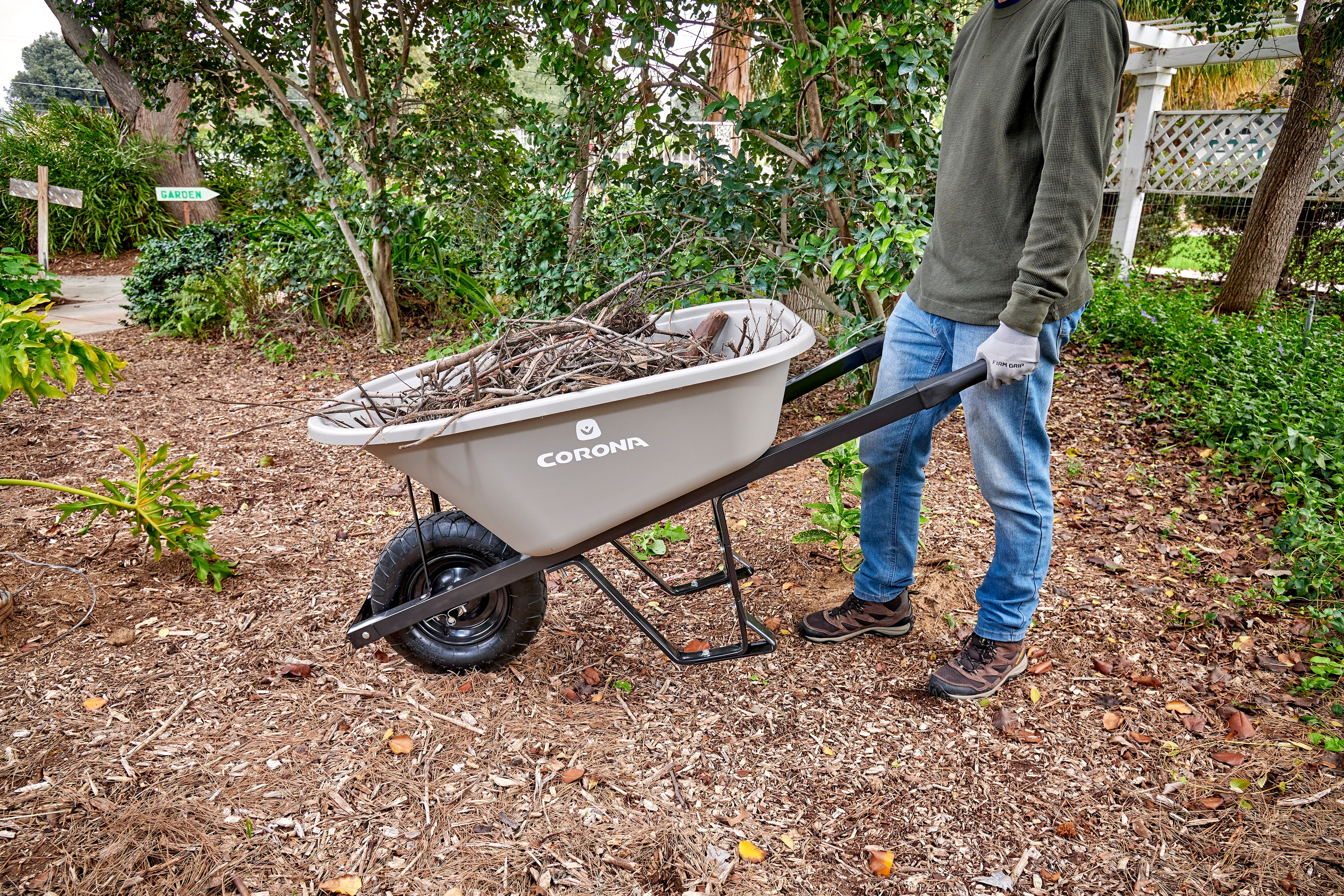 6 Cu. Ft. Poly Wheelbarrow, Steel Handles, Pneumatic Tire