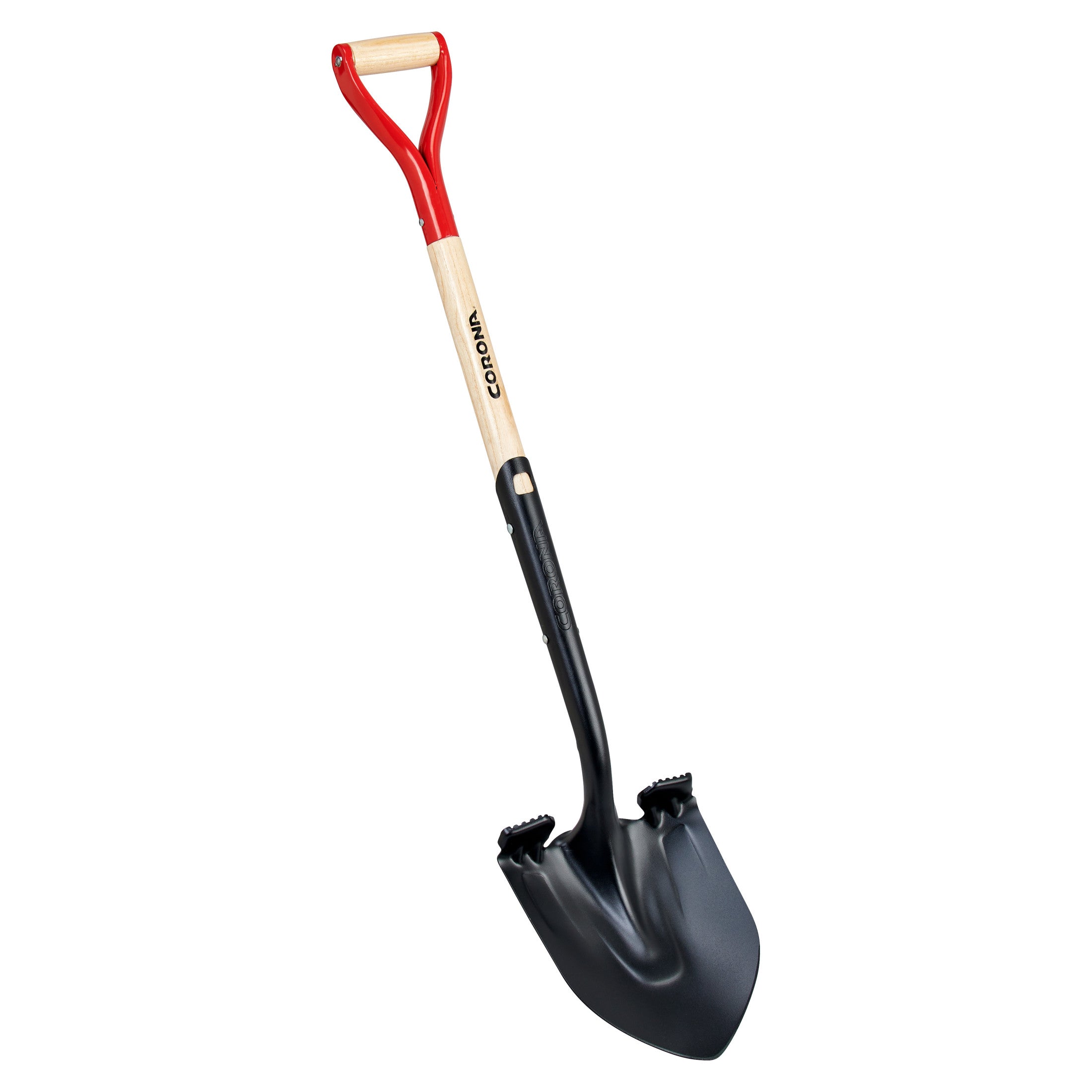 Boron Steel 14-Gauge Round Point Shovel, D Grip Hardwood Handle