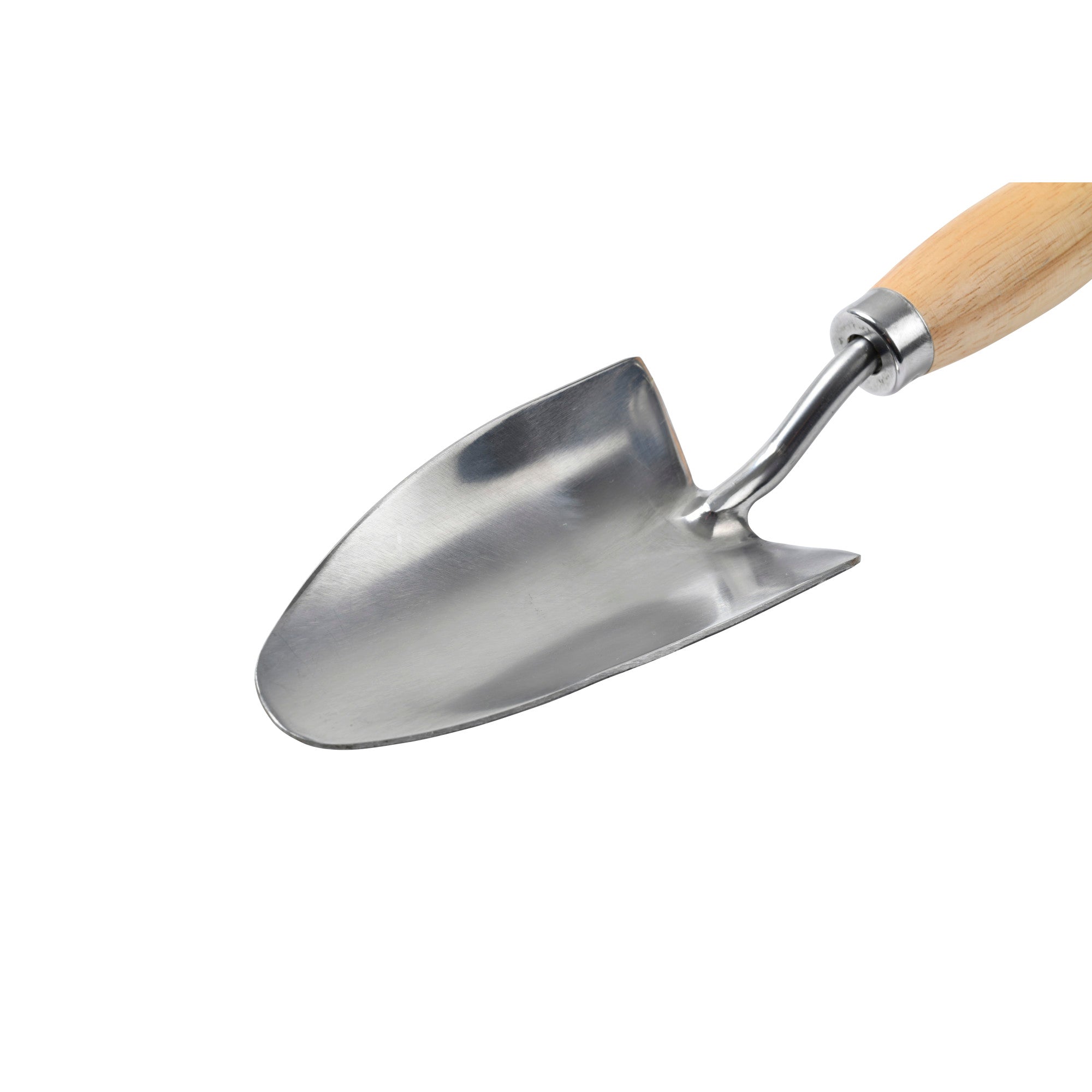 Mid-Handled Stainless Steel Trowel, Wood Grip, RHS Endorsed