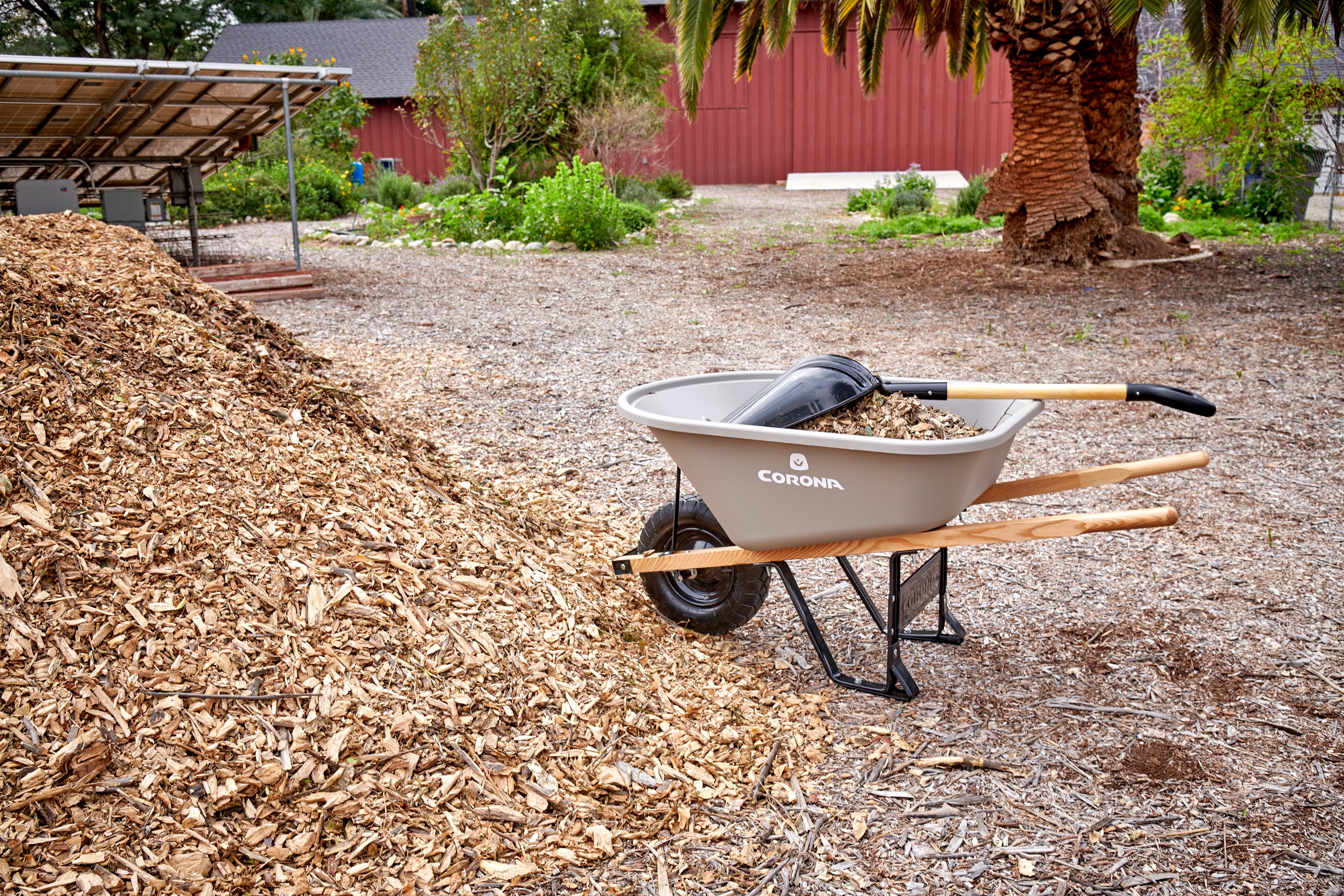 6 Cu. Ft. Poly Wheelbarrow, Wood Handles, Pneumatic Tire