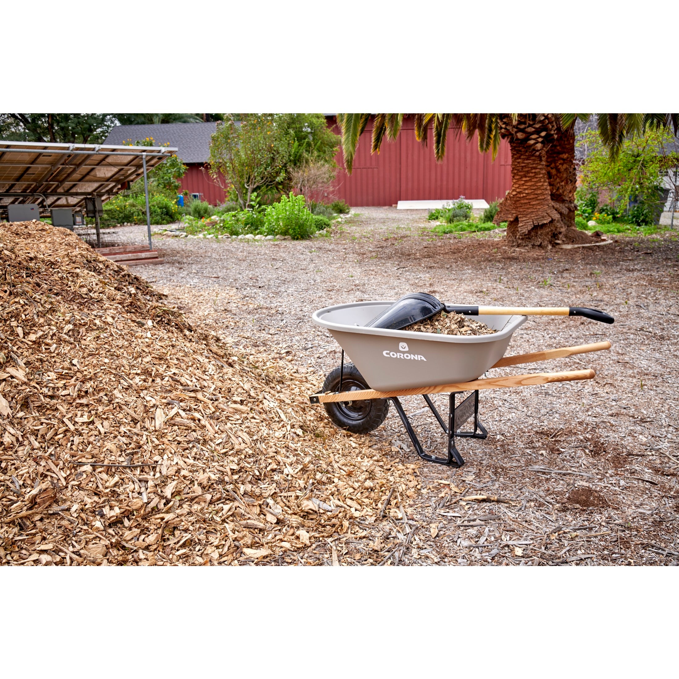 6 Cu. Ft. Poly Wheelbarrow, Wood Handles, Pneumatic Tire