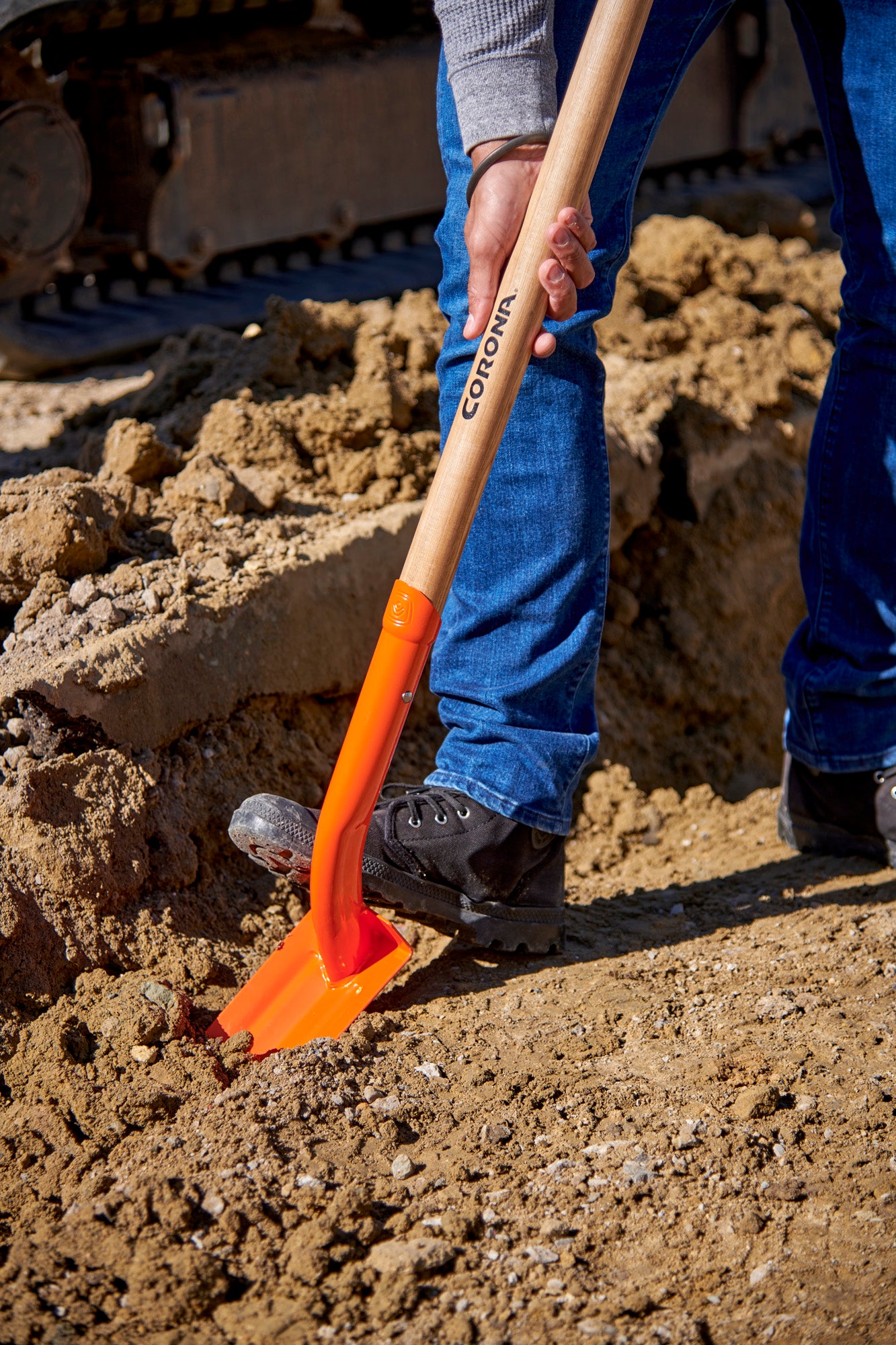 12-Gauge Trench Shovel, 35 Degree, 4 in., Hardwood Handle Poly Grip