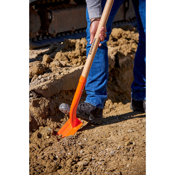 12-Gauge Trench Shovel, 35 Degree, 4 in., Hardwood Handle Poly Grip